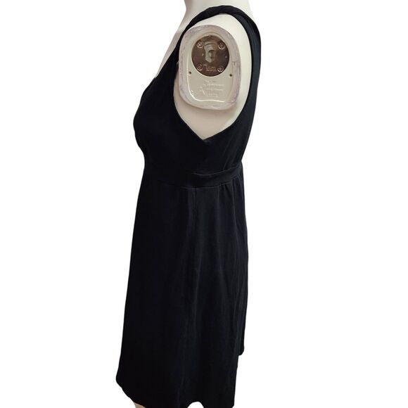 Gap Empire Waist Simple French Black Midi Dress Timeless Capsule Minimalist SZ M - Picture 4 of 4